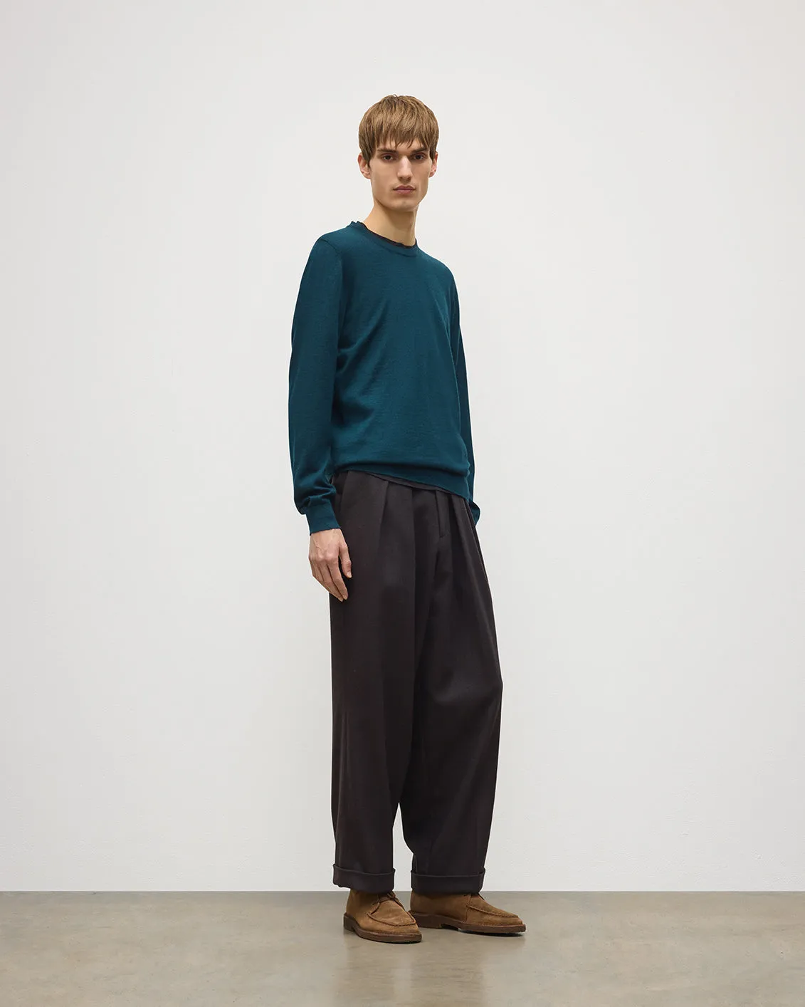 Fin Bottle Green Superfine Cashmere Jumper sold by Johnstons of Elgin product image thumbnail 3