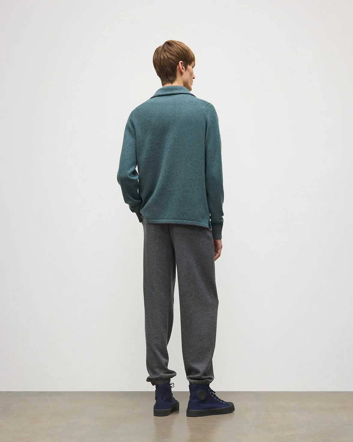 Tweel Grey & Green Cashmere Half Zip Jumper sold by Johnstons of Elgin product image thumbnail 3