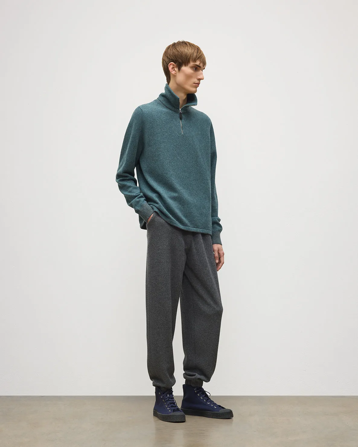 Tweel Grey & Green Cashmere Half Zip Jumper sold by Johnstons of Elgin product image thumbnail 2