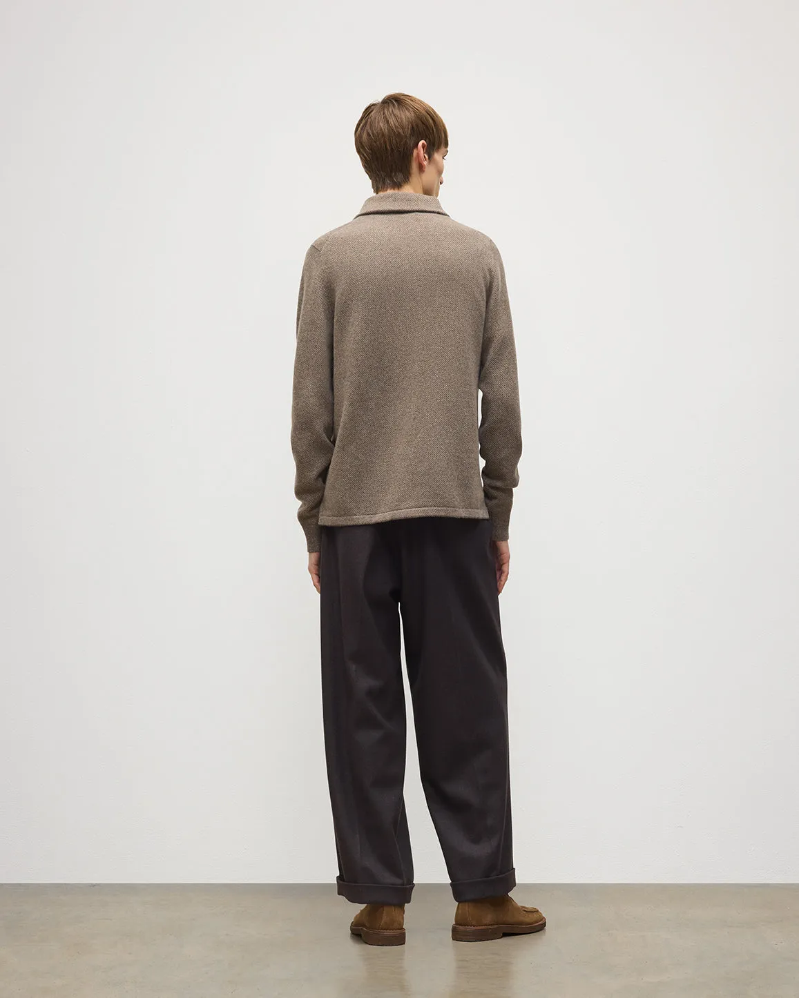 Tweel Brown Cashmere Half Zip Jumper sold by Johnstons of Elgin product image thumbnail 4