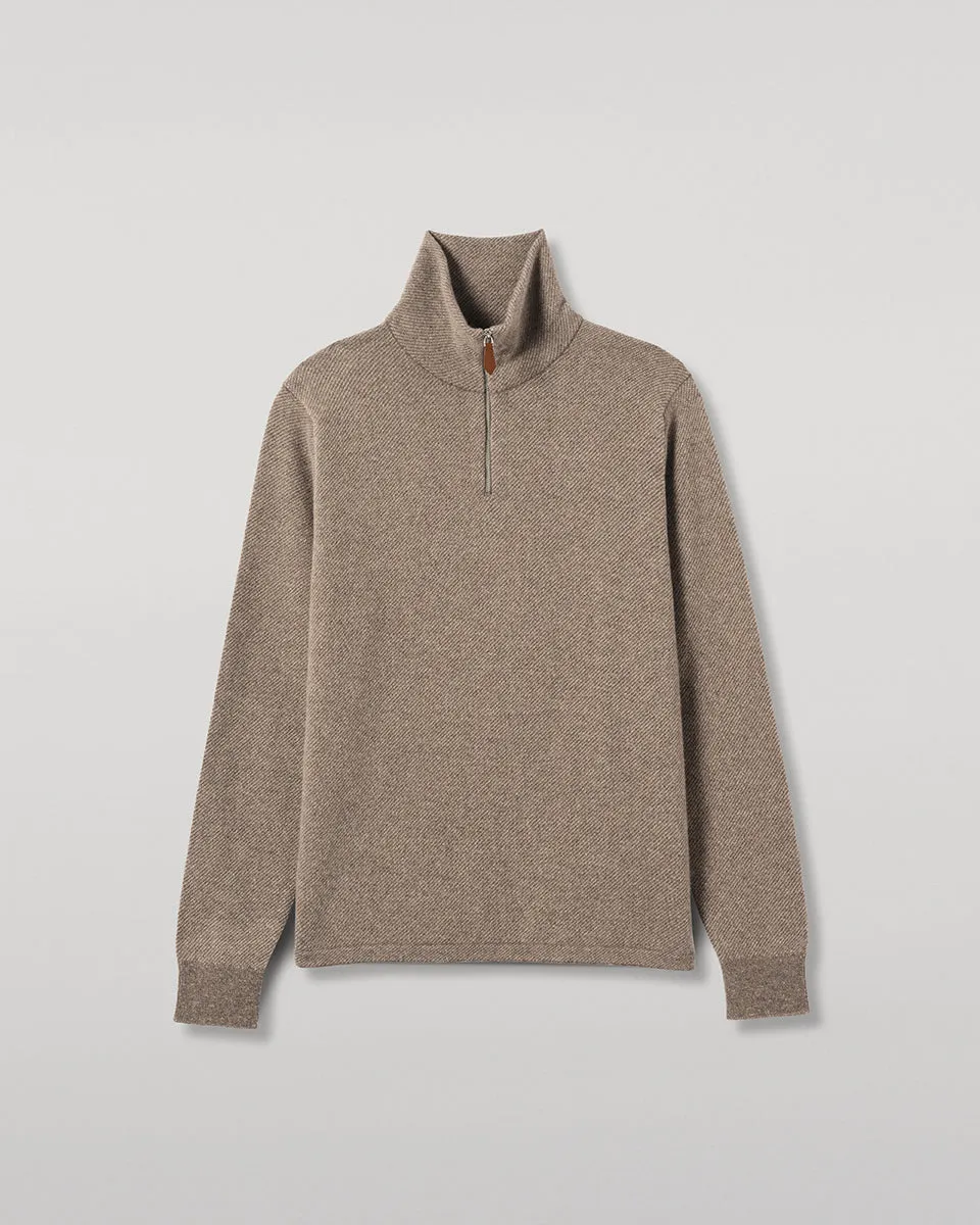Tweel Brown Cashmere Half Zip Jumper sold by Johnstons of Elgin product image thumbnail 2
