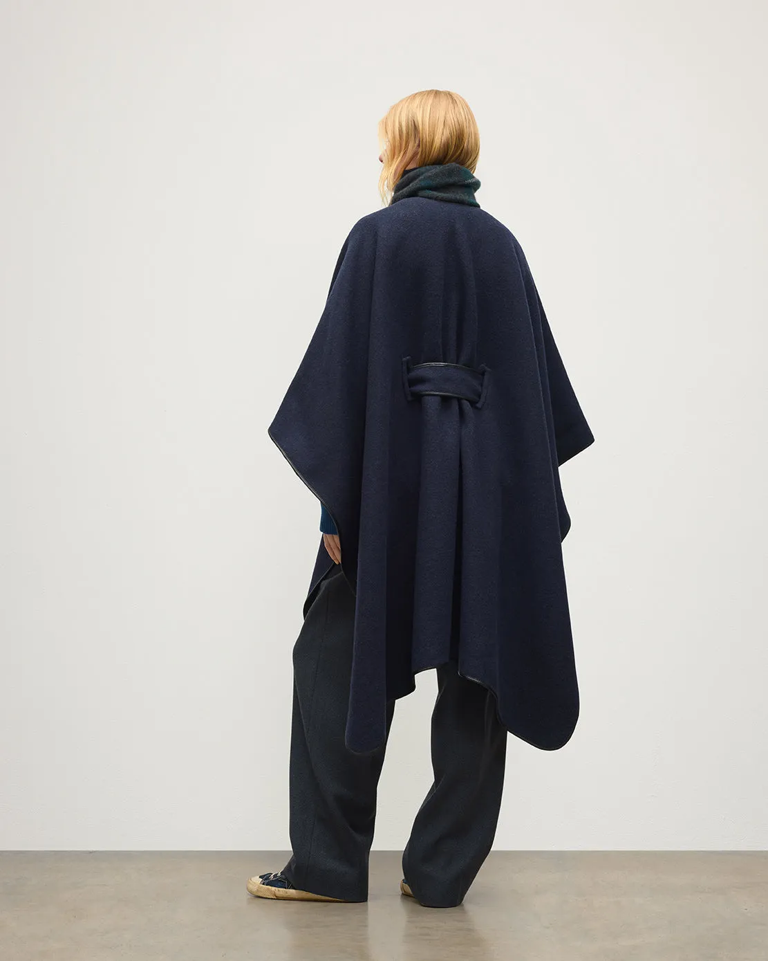 Charcoal Belted Cape with Leather Binding sold by Johnstons of Elgin product image thumbnail 4