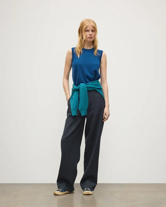 Iris Classic Blue Cashmere Tank made by Johnstons of Elgin