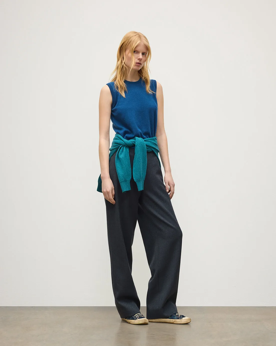 Iris Classic Blue Cashmere Tank sold by Johnstons of Elgin product image thumbnail 3