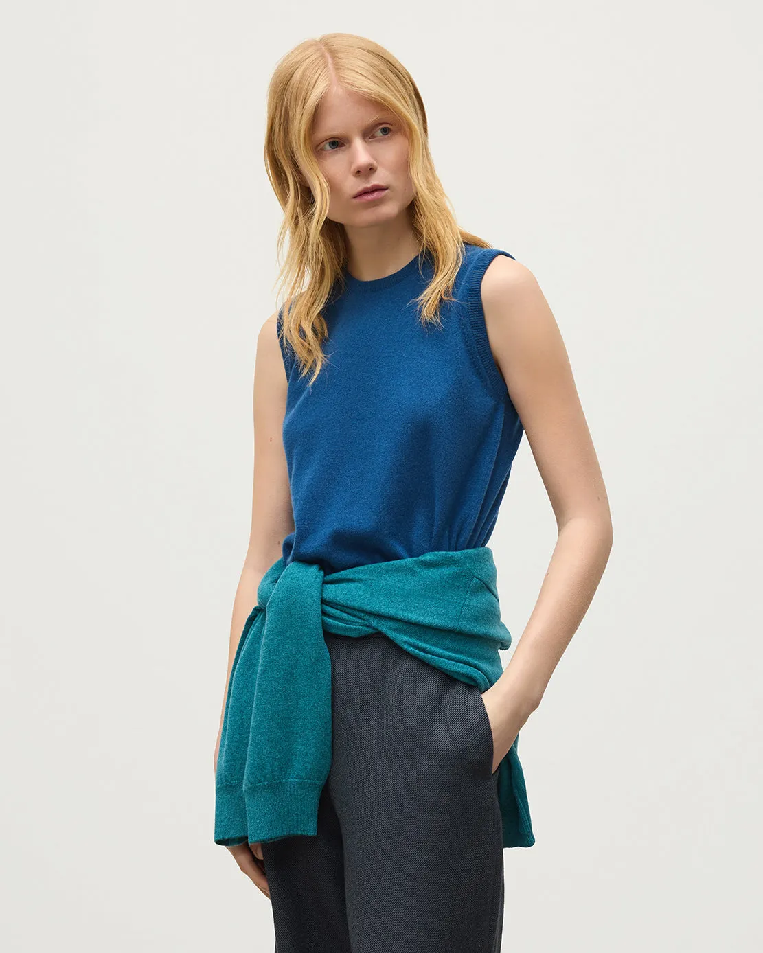 Iris Classic Blue Cashmere Tank sold by Johnstons of Elgin product image thumbnail 5