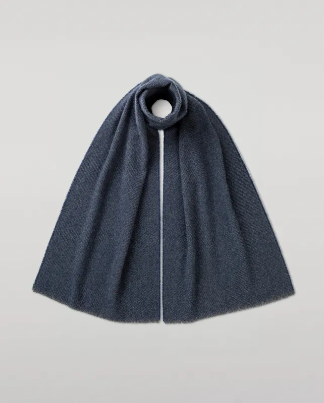 Mountain Twill Blue Cashmere Scarf made by Johnstons of Elgin