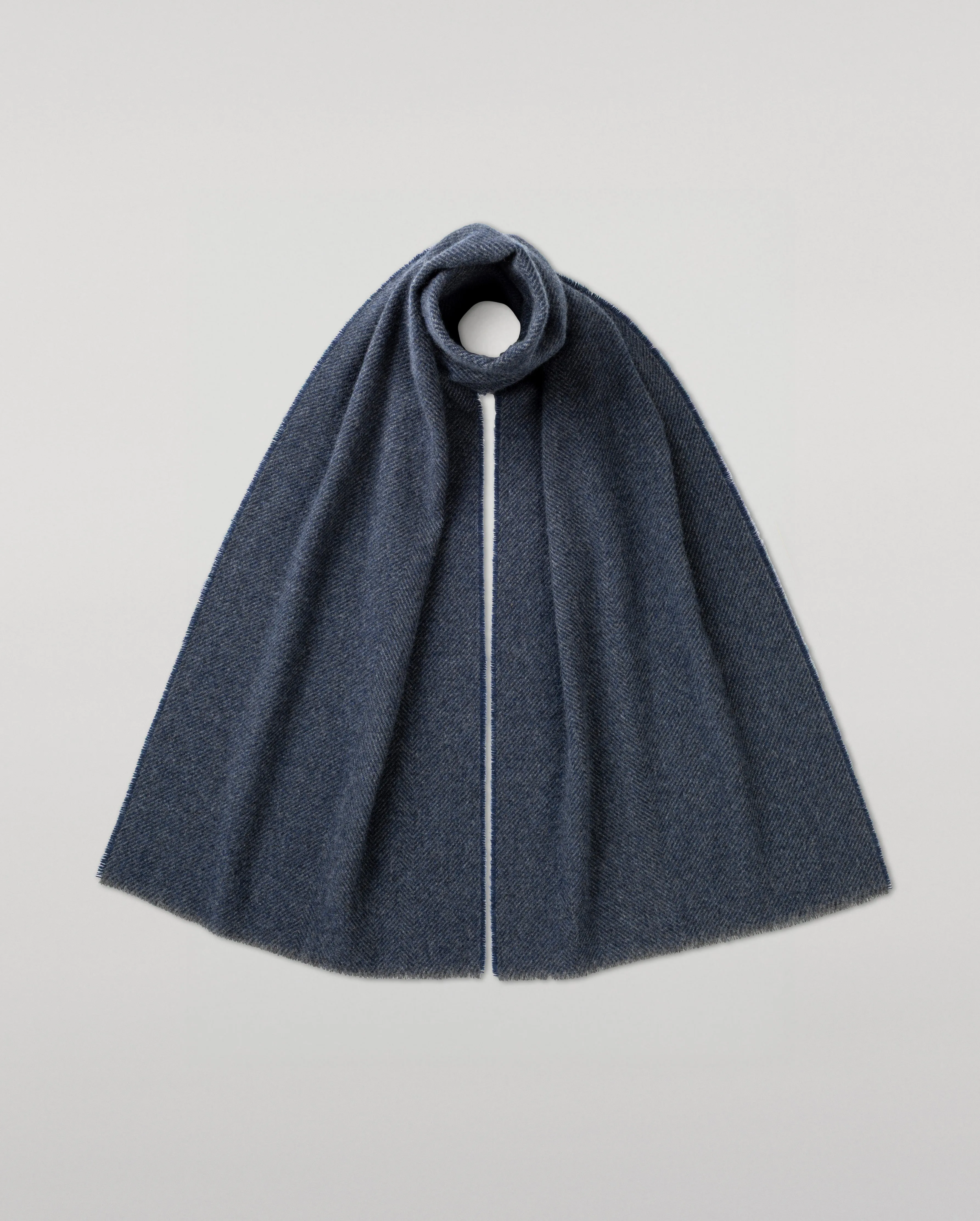 Mountain Twill Blue Cashmere Scarf sold by Johnstons of Elgin
