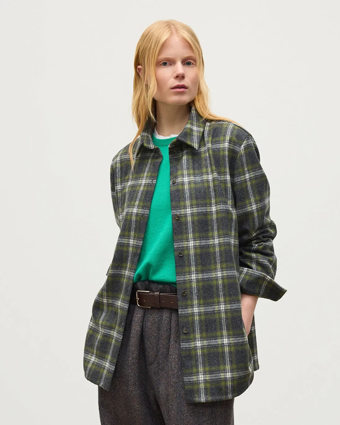 Clanlass Green Plaid Overshirt sold by Johnstons of Elgin product image thumbnail 5