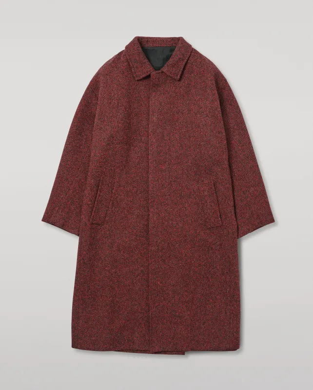 Brodie Wool Car Coat | Red Herringbone made by Johnstons of Elgin