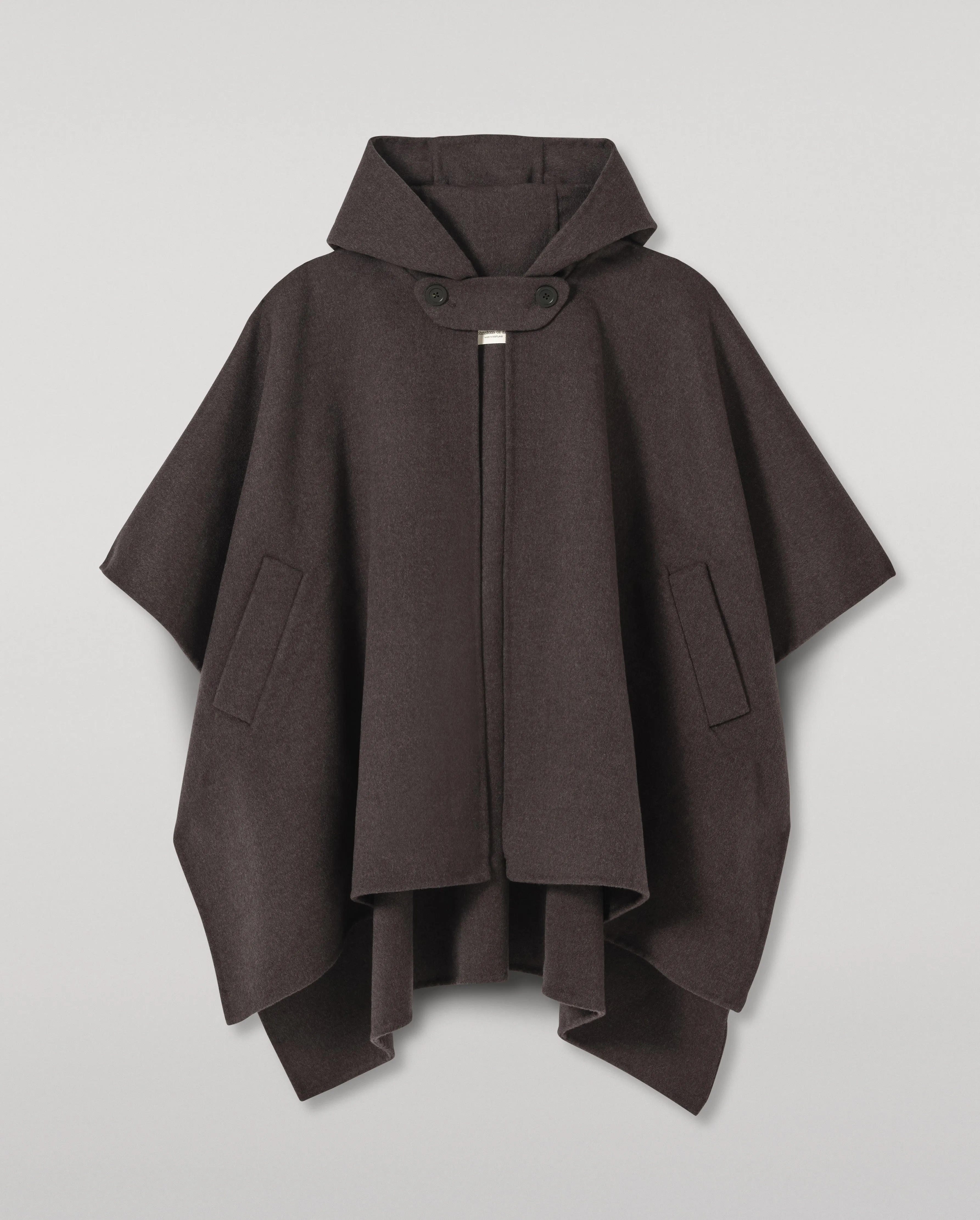 Hoolie Charcoal Hooded Cashmere Cape sold by Johnstons of Elgin
