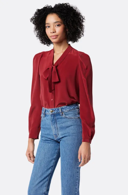 Eldridge Tie Neck Silk Top sold by Joie