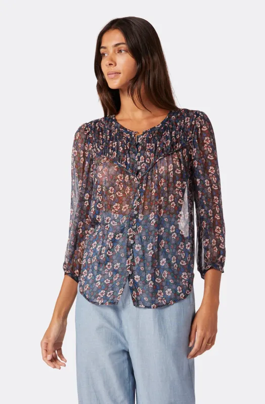 Fanning Long Sleeve Silk Top sold by Joie