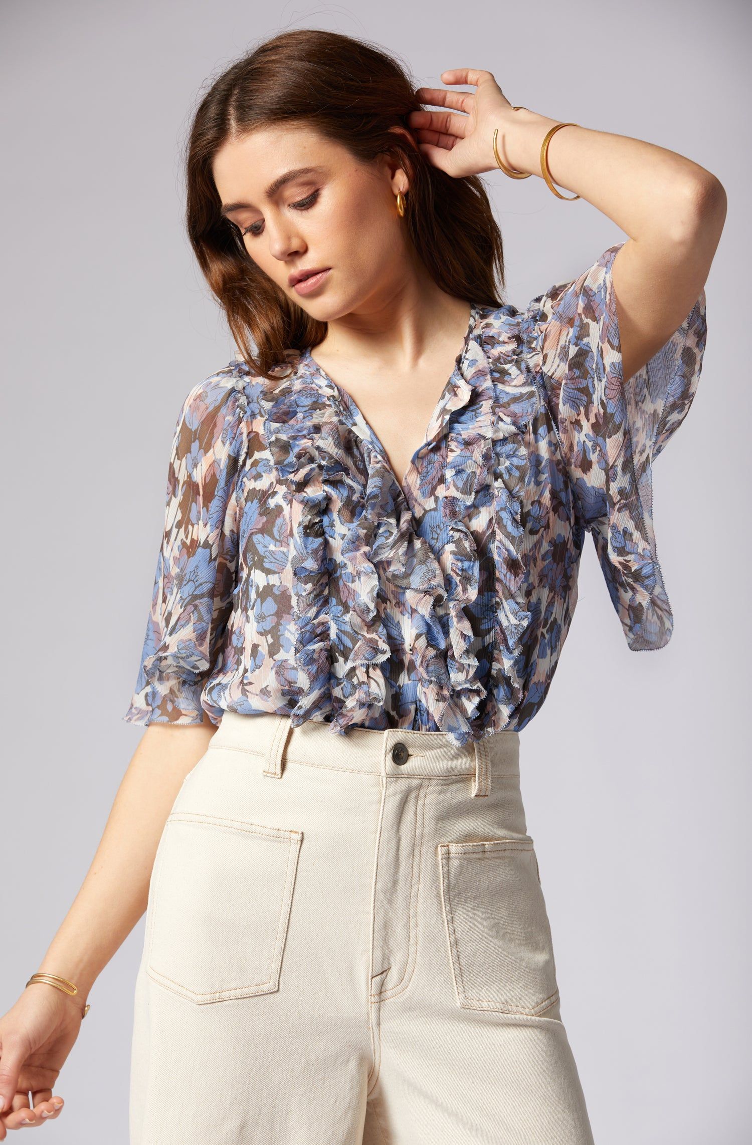 Mikayla Short Sleeve Silk Top sold by Joie