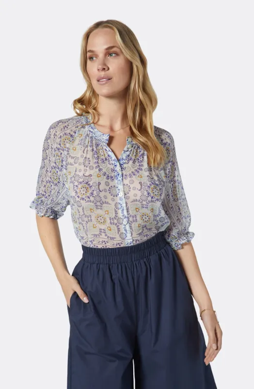 Moneta Short Sleeve Silk Top sold by Joie