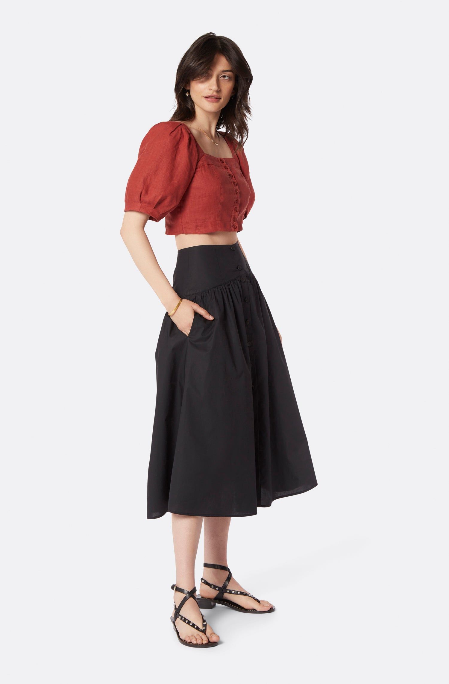 Blanche Short Sleeve Linen Top sold by Joie