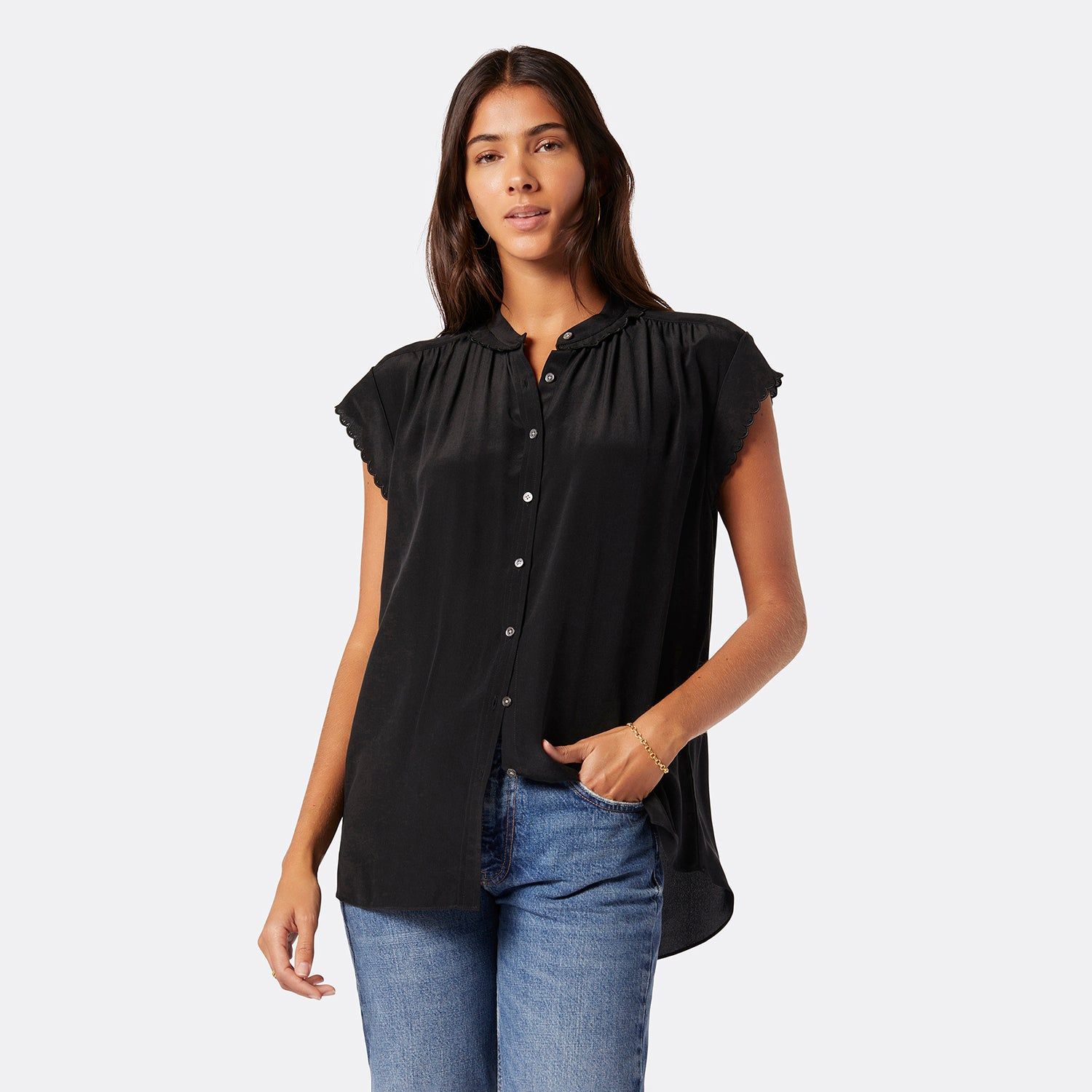 Calais Short Sleeve Silk Top sold by Joie product image thumbnail 7