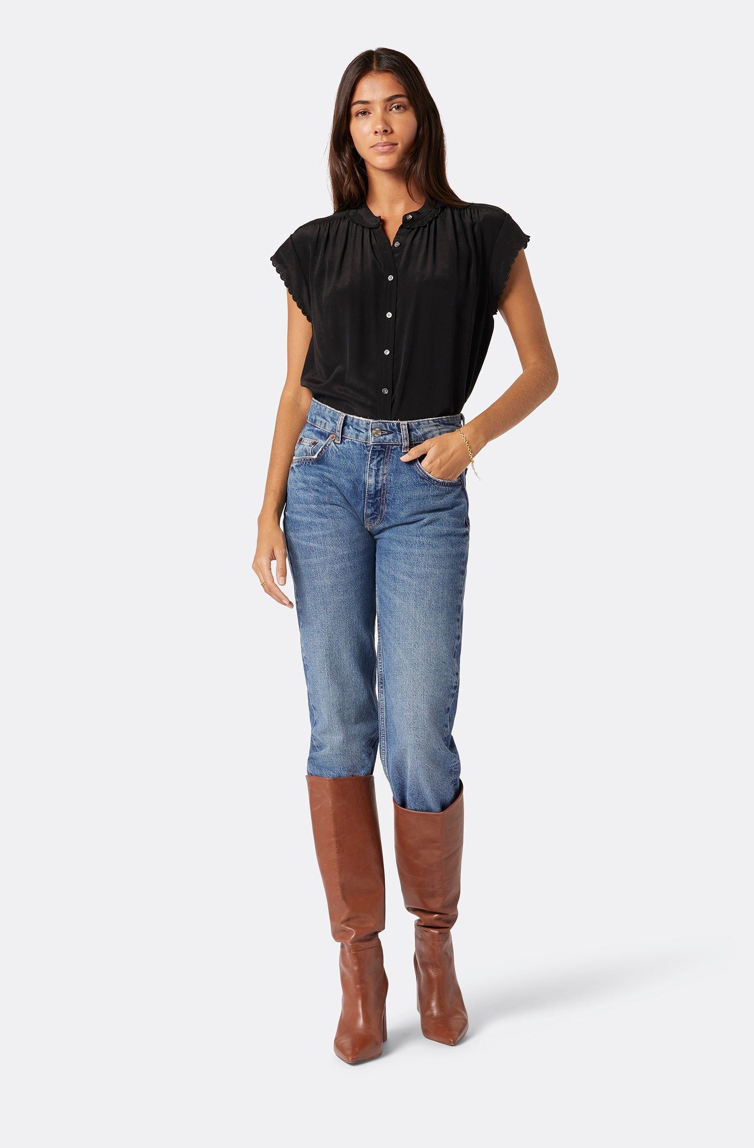 Calais Short Sleeve Silk Top sold by Joie product image thumbnail 2