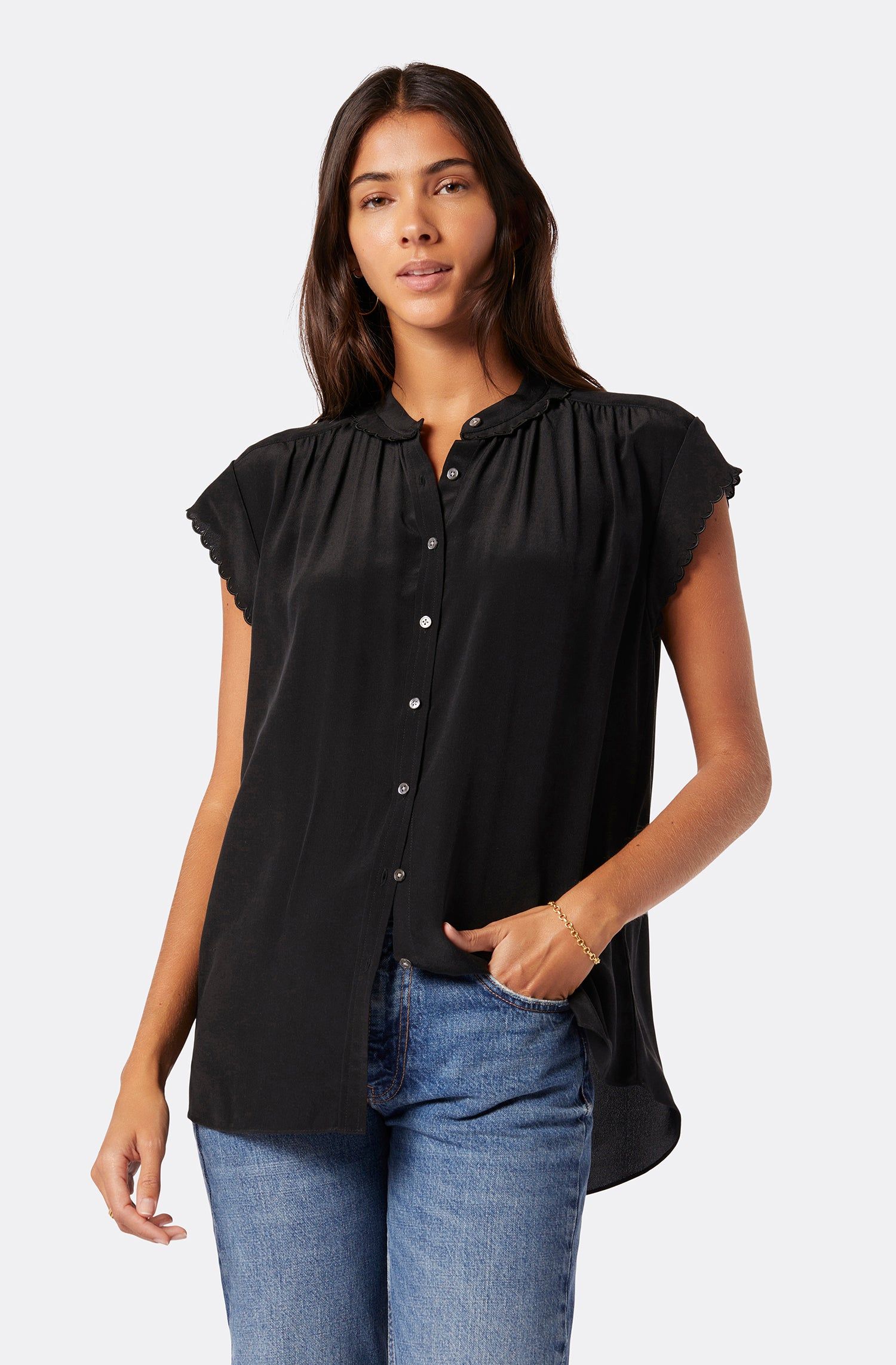 Calais Short Sleeve Silk Top sold by Joie