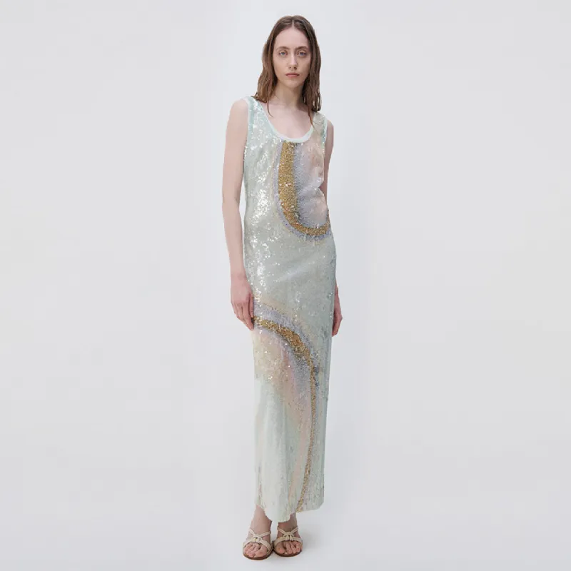 Serene Marble Print Sequin Dress sold by Jonathan Simkhai