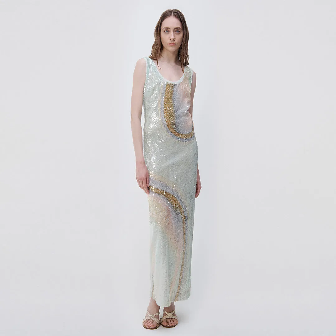 Serene Marble Print Sequin Dress sold by Jonathan Simkhai