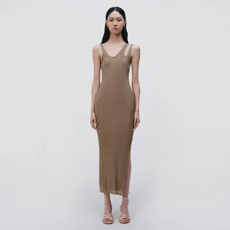 Ivette Metallic Rib Midi Dress made by Jonathan Simkhai