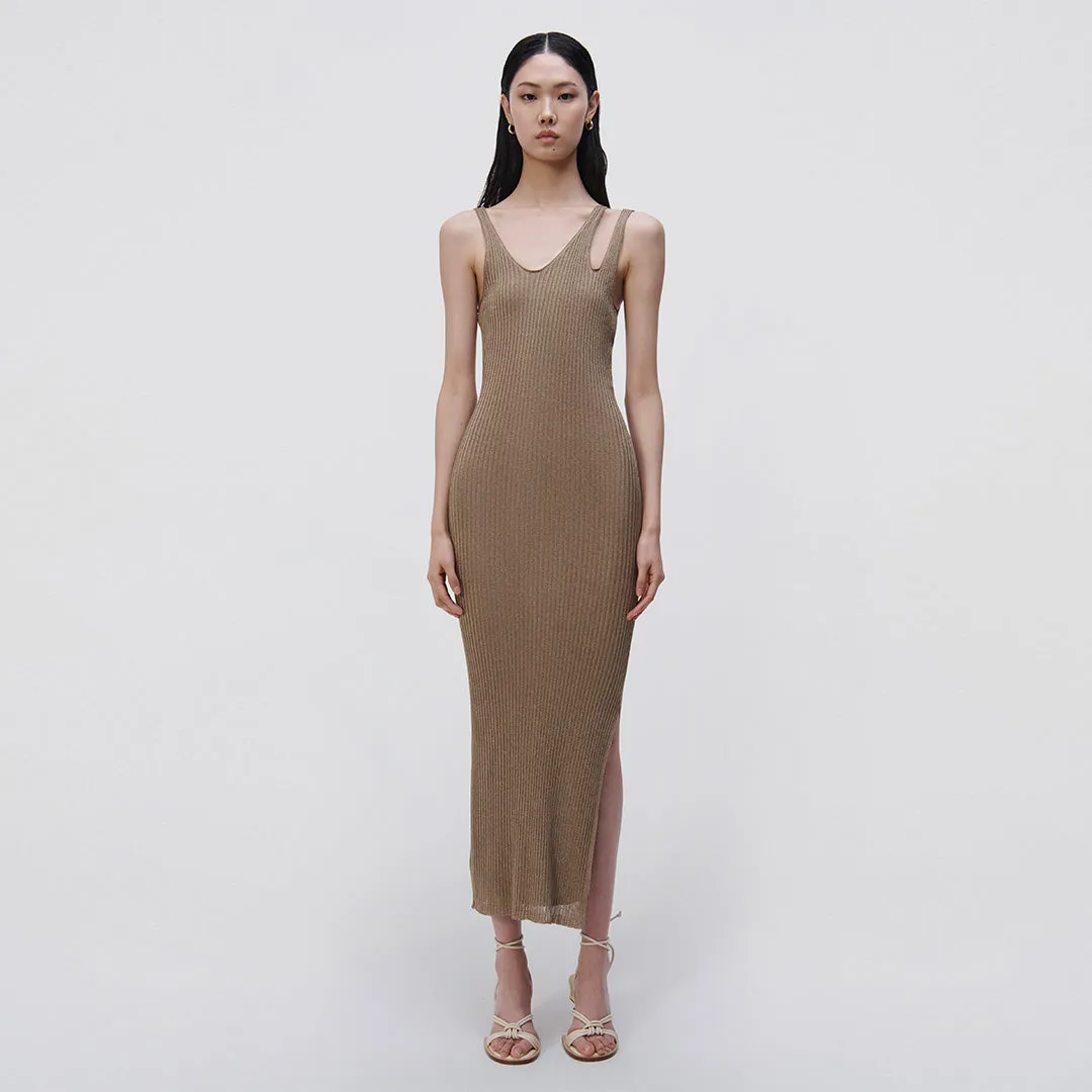 Ivette Metallic Rib Midi Dress sold by Jonathan Simkhai