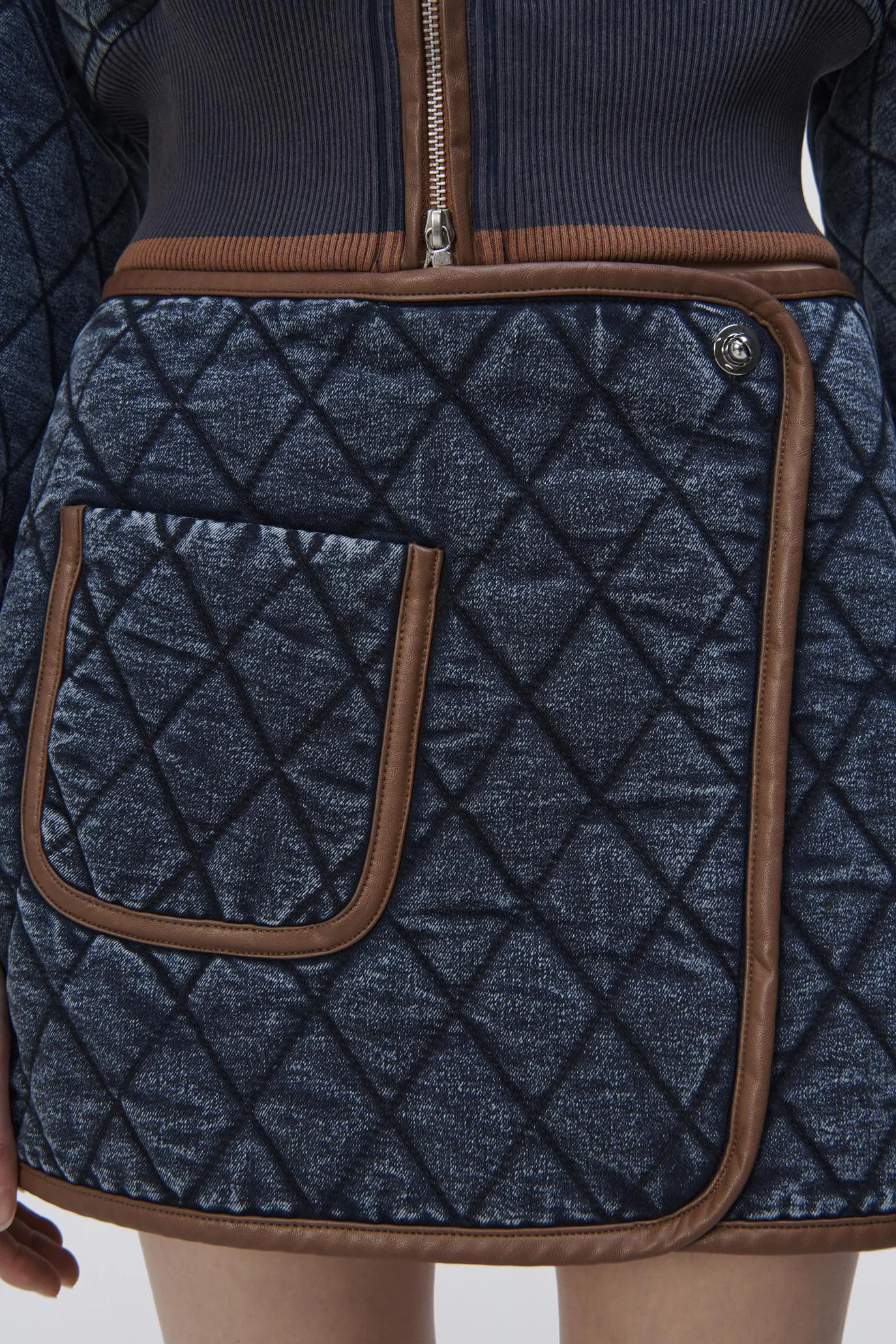 Magali Quilted Denim Mini Skirt sold by Jonathan Simkhai product image thumbnail 3