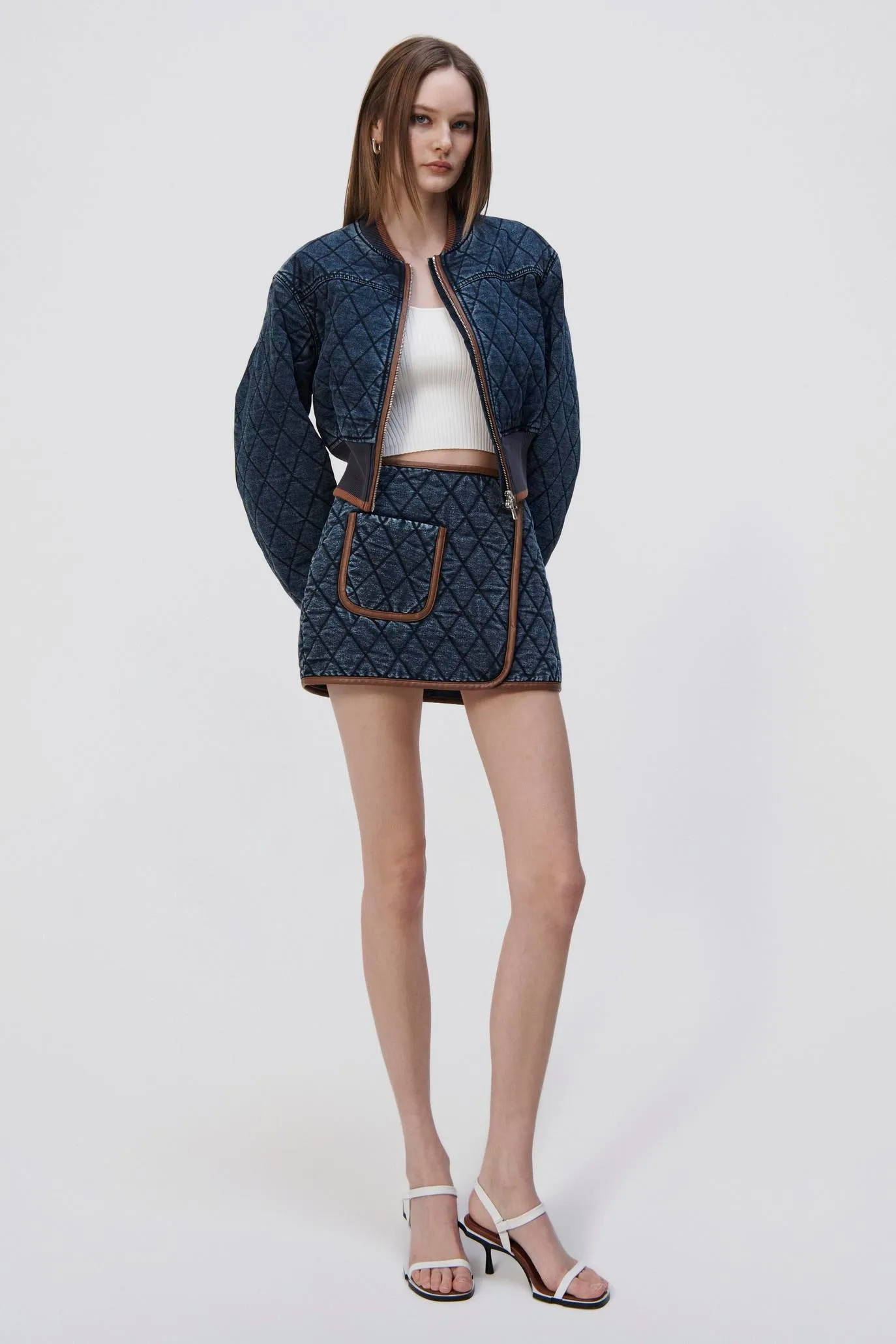 Magali Quilted Denim Mini Skirt sold by Jonathan Simkhai product image thumbnail 2