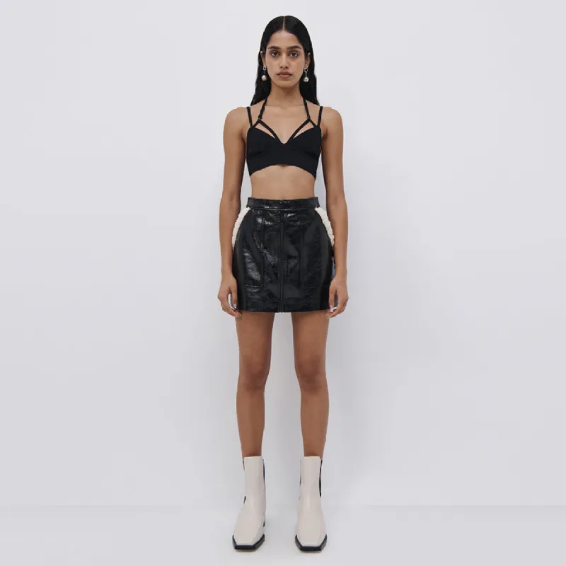 Kinsey Vegan Leather Mini Skirt made by Jonathan Simkhai