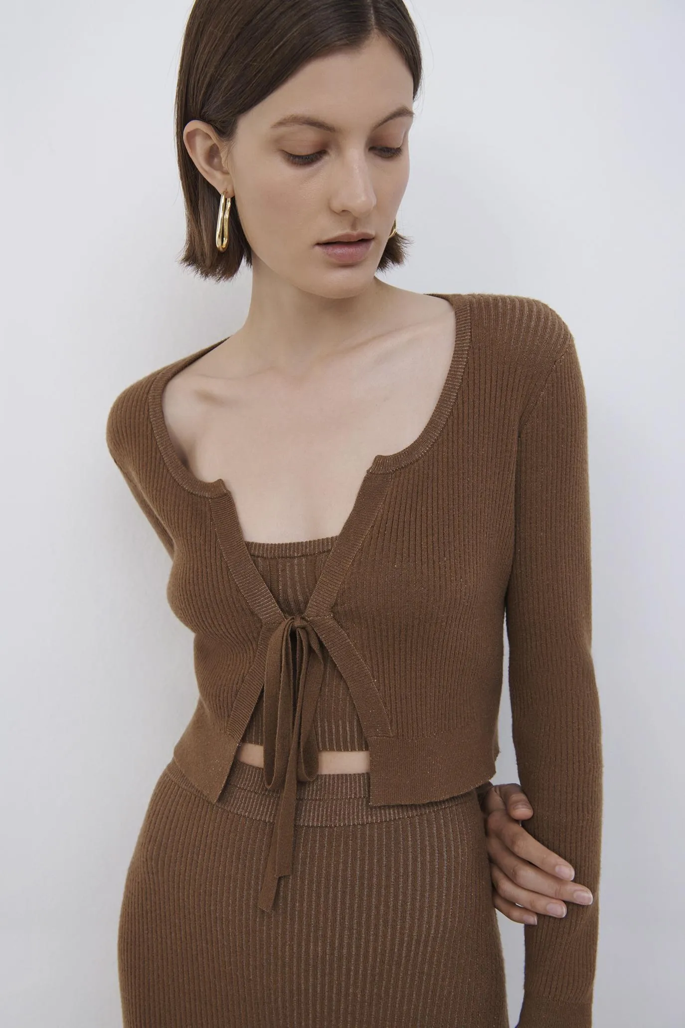 Shelby Recycled Rib Tie Front Cardigan sold by Jonathan Simkhai product image thumbnail 3