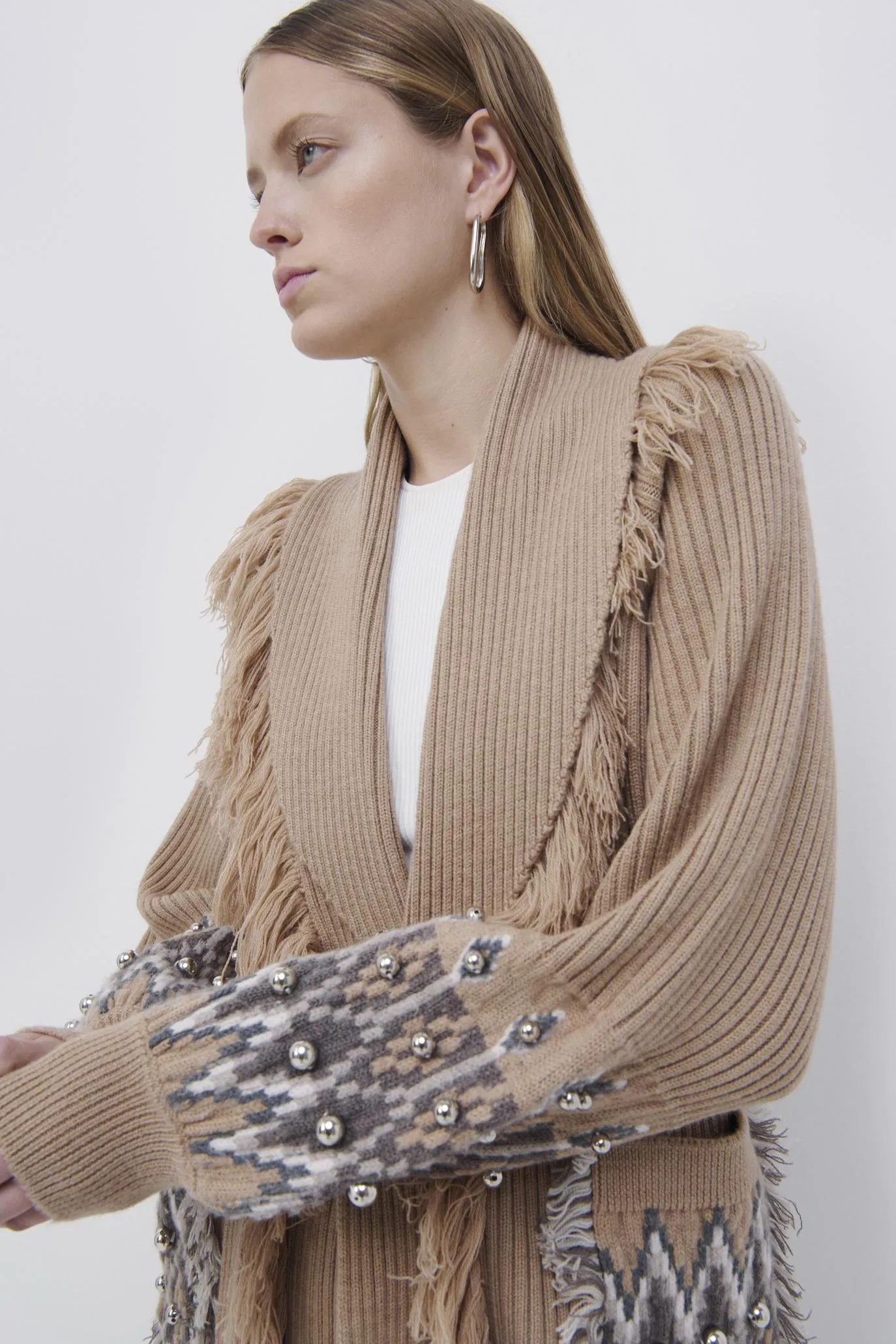 Jaiden Fair Isle Shawl Cardigan sold by Jonathan Simkhai product image thumbnail 3