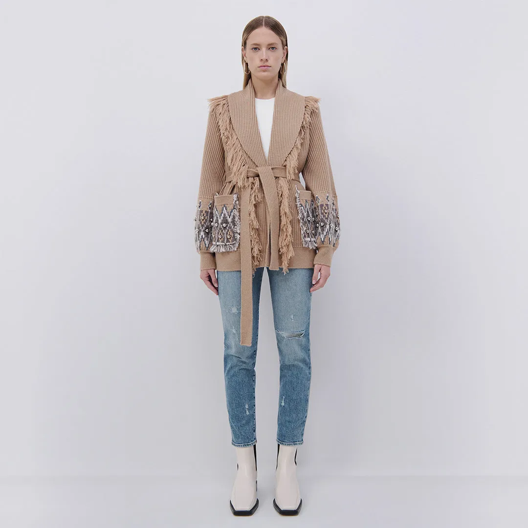 Jaiden Fair Isle Shawl Cardigan sold by Jonathan Simkhai