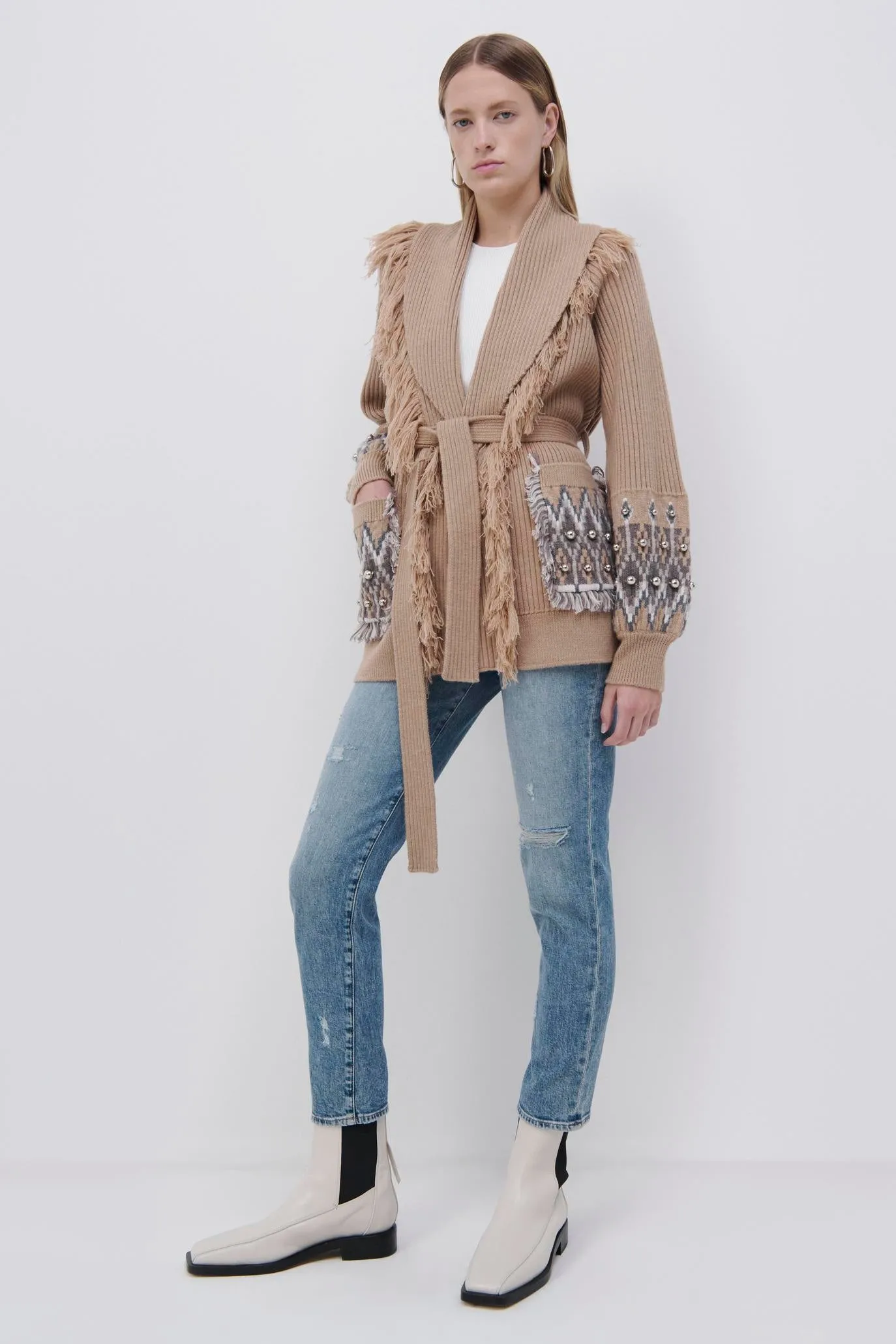 Jaiden Fair Isle Shawl Cardigan sold by Jonathan Simkhai product image thumbnail 4