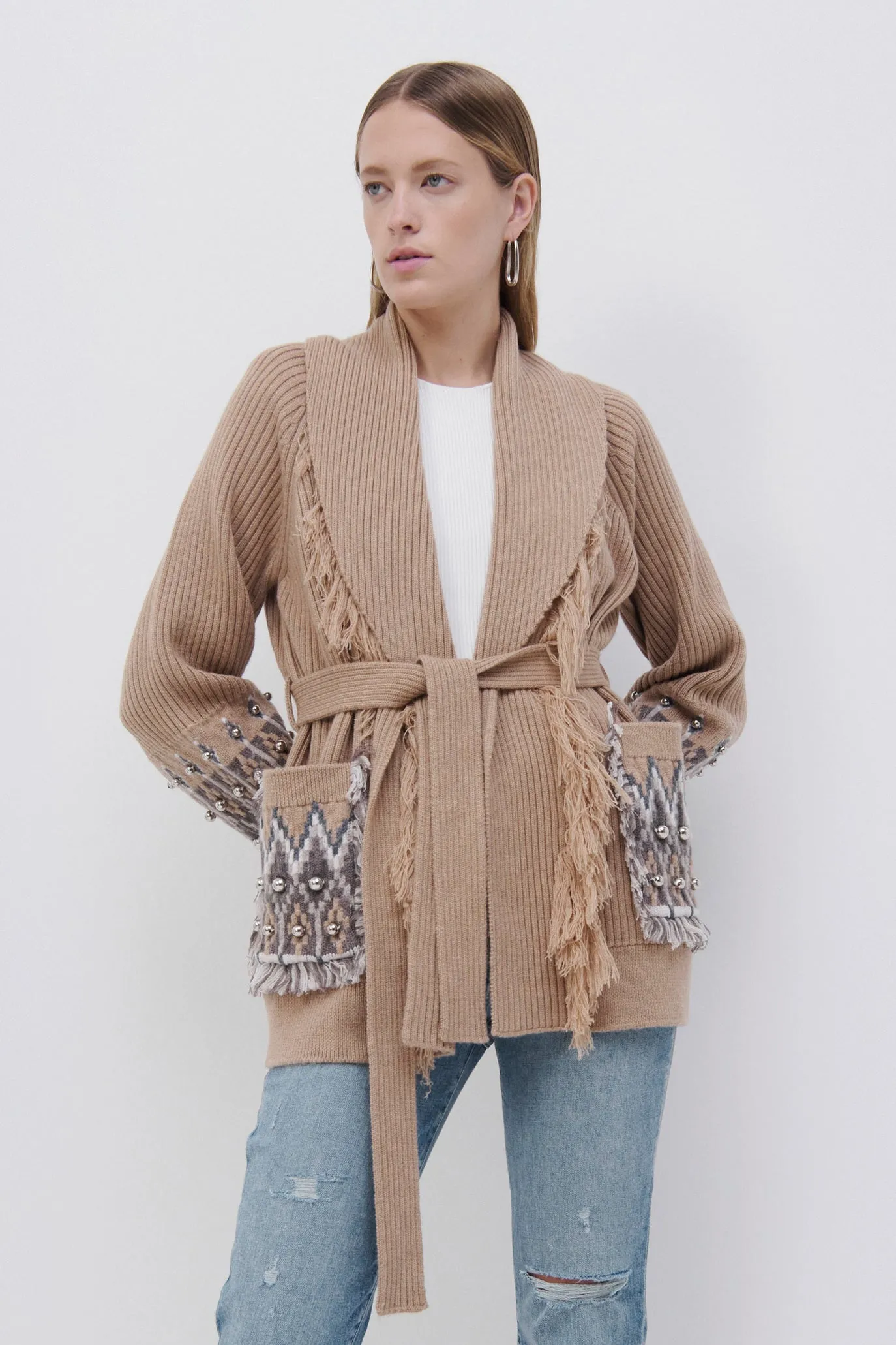 Jaiden Fair Isle Shawl Cardigan sold by Jonathan Simkhai product image thumbnail 2