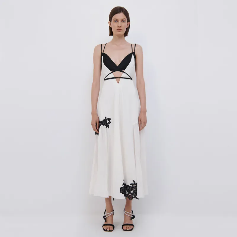 Shilah Patchwork Lace Halter Midi Dress sold by Jonathan Simkhai