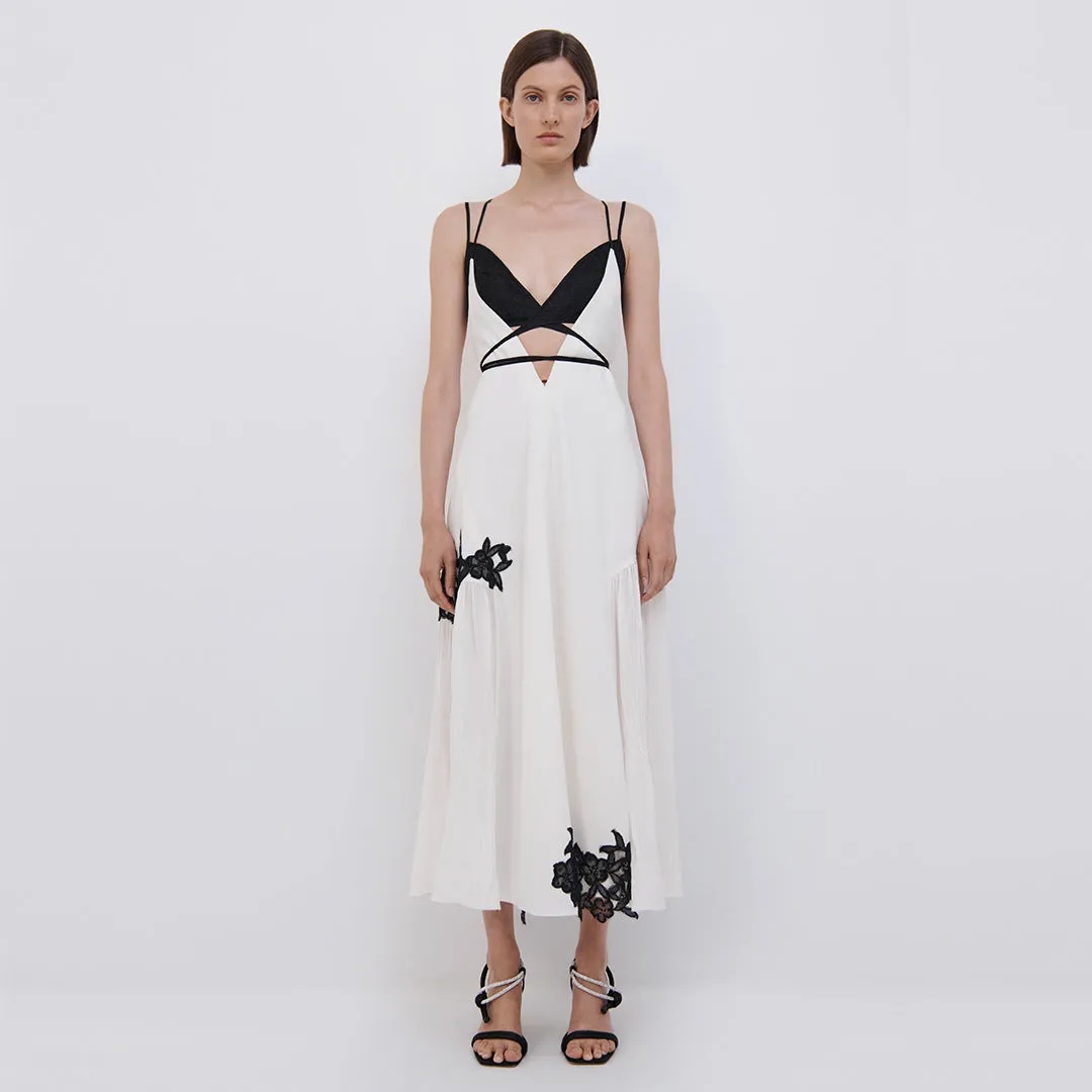 Shilah Patchwork Lace Halter Midi Dress sold by Jonathan Simkhai