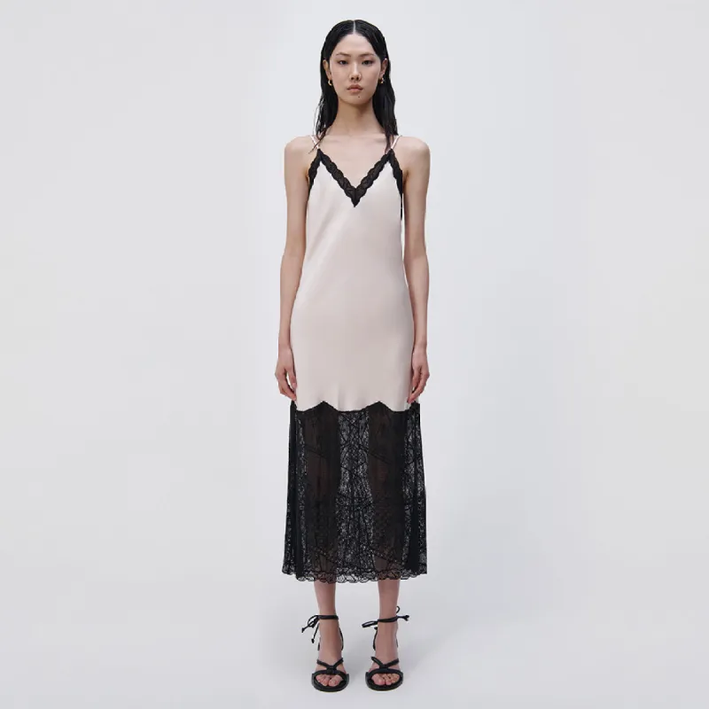 Trish Patchwork Lace Midi Slip Dress made by Jonathan Simkhai