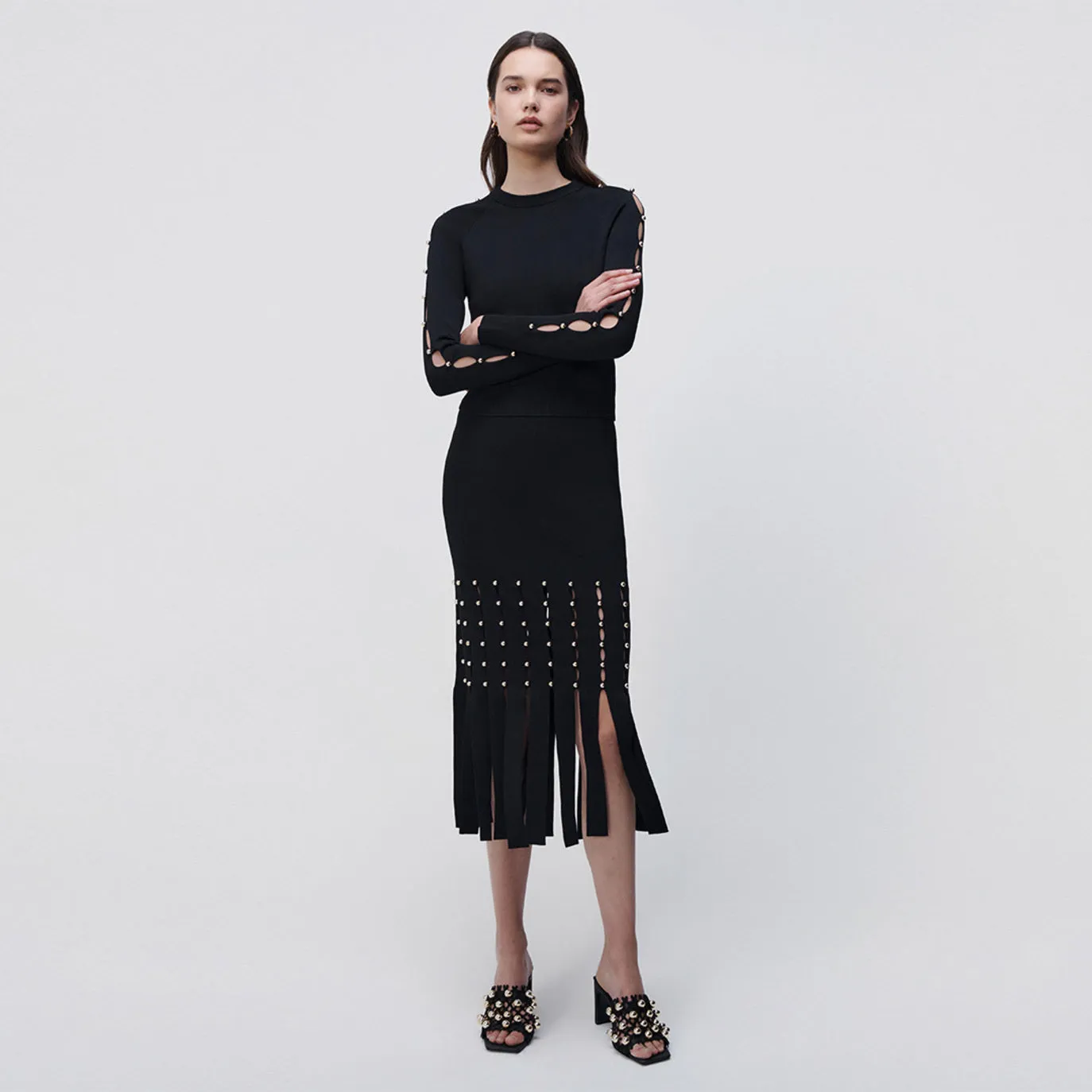 Katalina Compact Rib Midi Skirt sold by Jonathan Simkhai