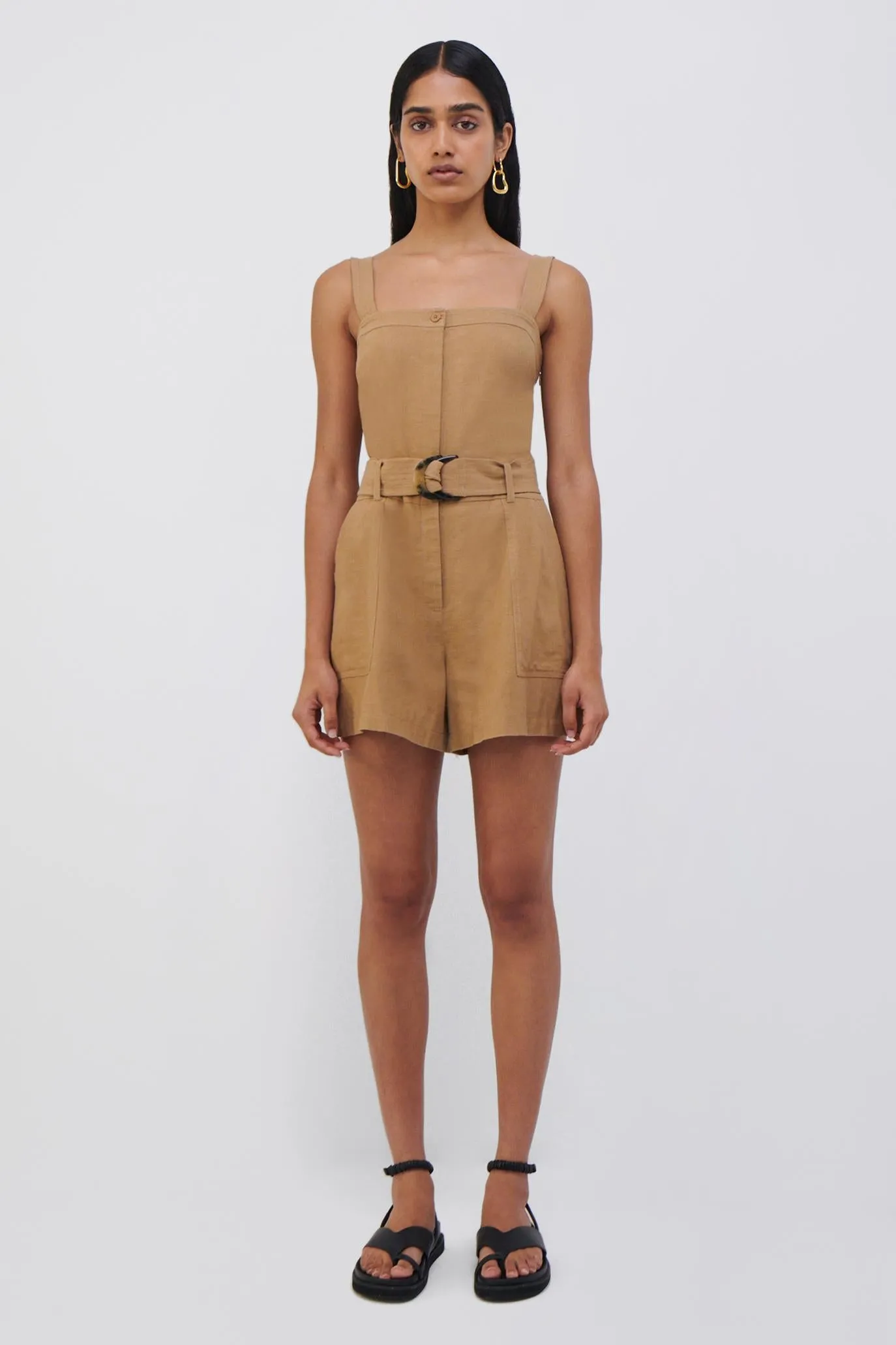 Marin Linen Romper sold by Jonathan Simkhai product image thumbnail 4