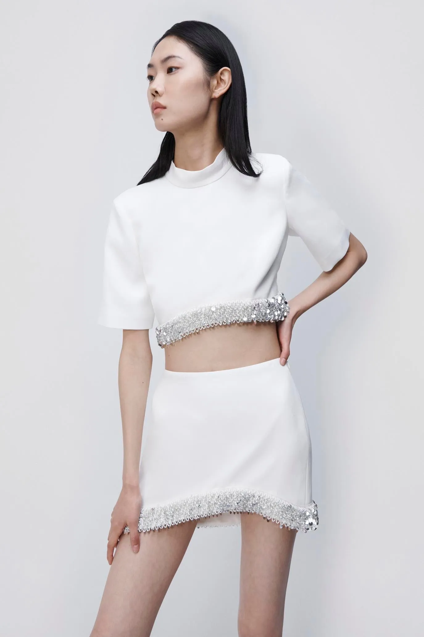 Jalen Embellished Crepe Top sold by Jonathan Simkhai product image thumbnail 2