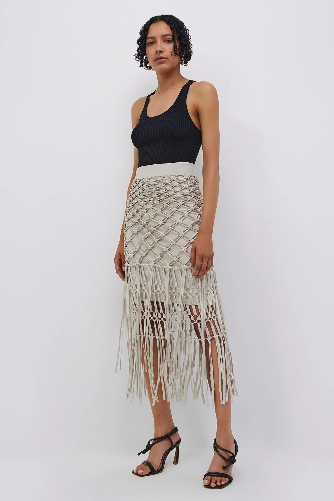 Catherine Compact Fringe Midi Skirt sold by Jonathan Simkhai product image thumbnail 2