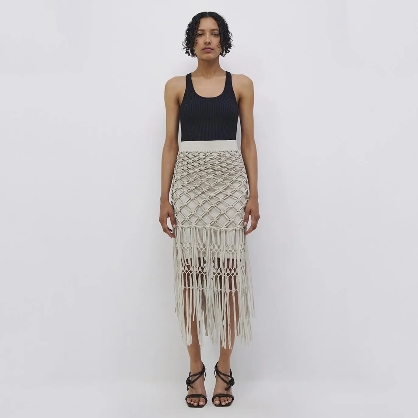 Catherine Compact Fringe Midi Skirt sold by Jonathan Simkhai