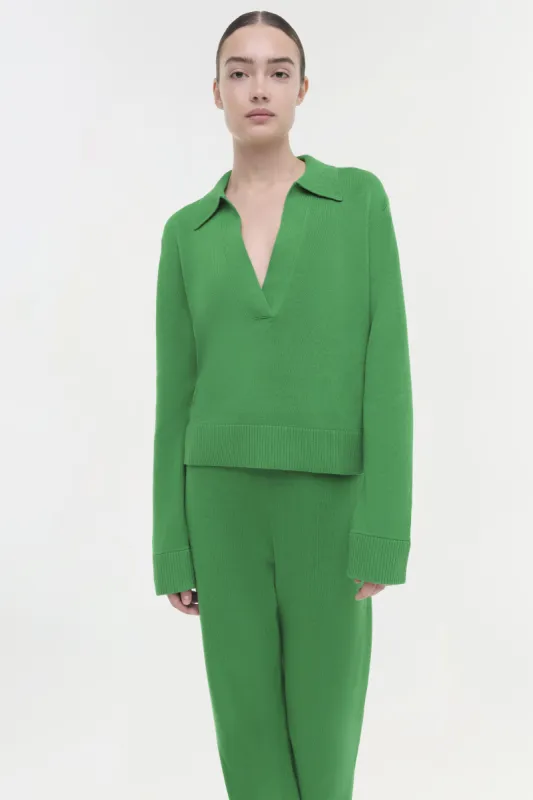 Cotton Cashmere Long Sleeve Polo made by Jonathan Simkhai