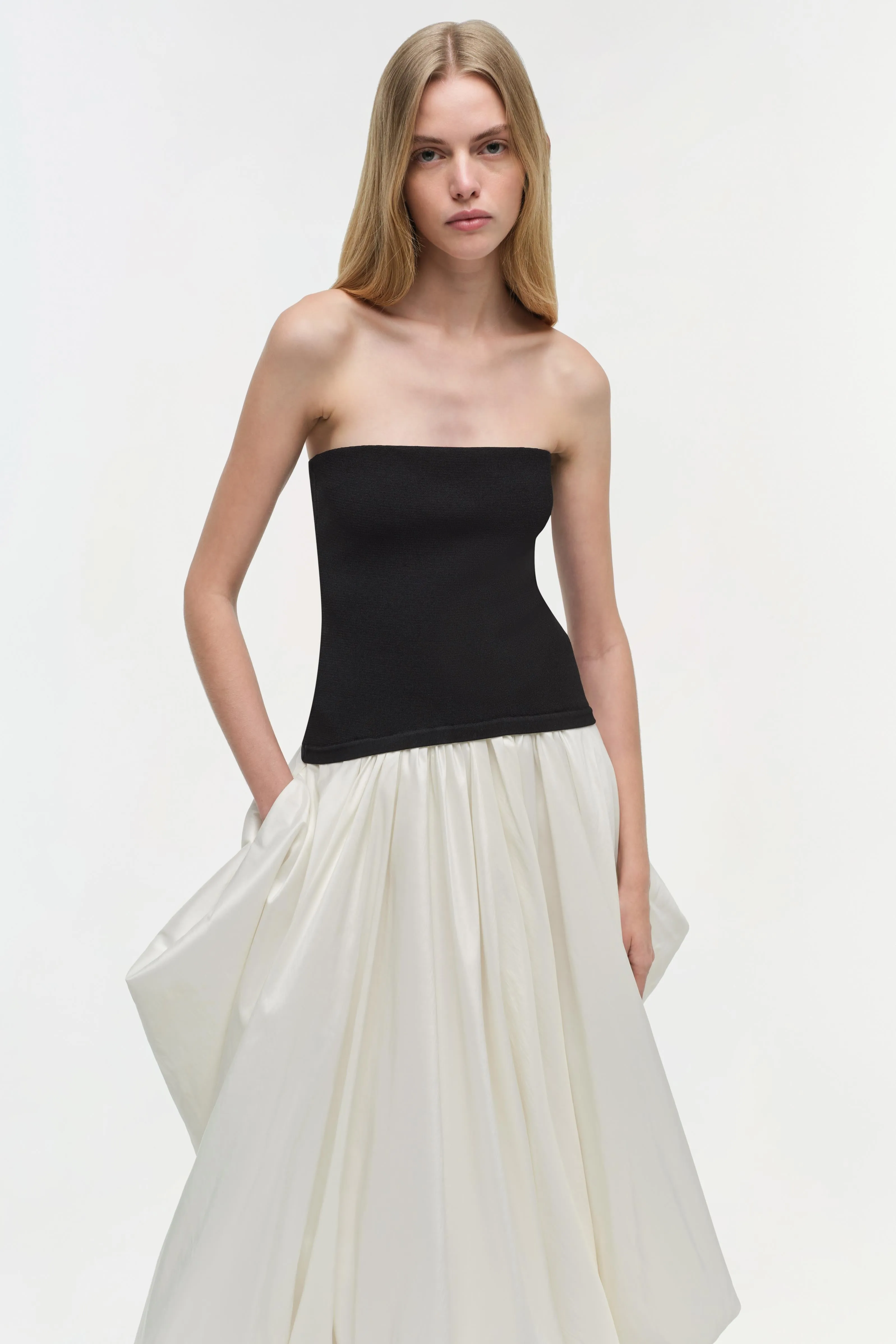Izzy Strapless Taffeta Midi Dress sold by Jonathan Simkhai product image thumbnail 3
