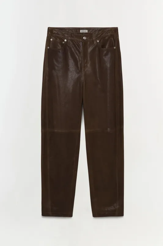 Waldon Leather Curved Leg Pant sold by Jonathan Simkhai