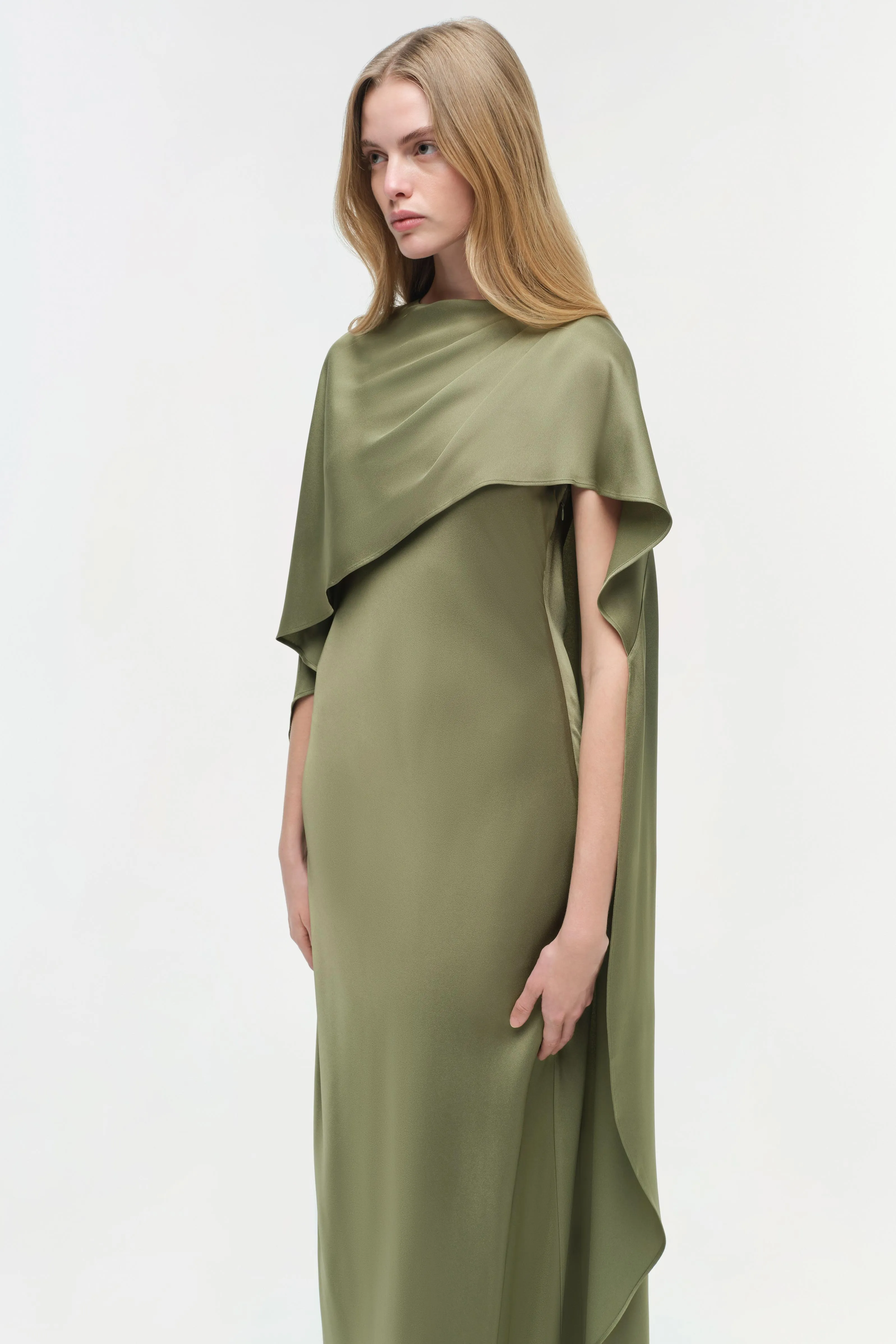 Izel Satin Cape Gown sold by Jonathan Simkhai product image thumbnail 3