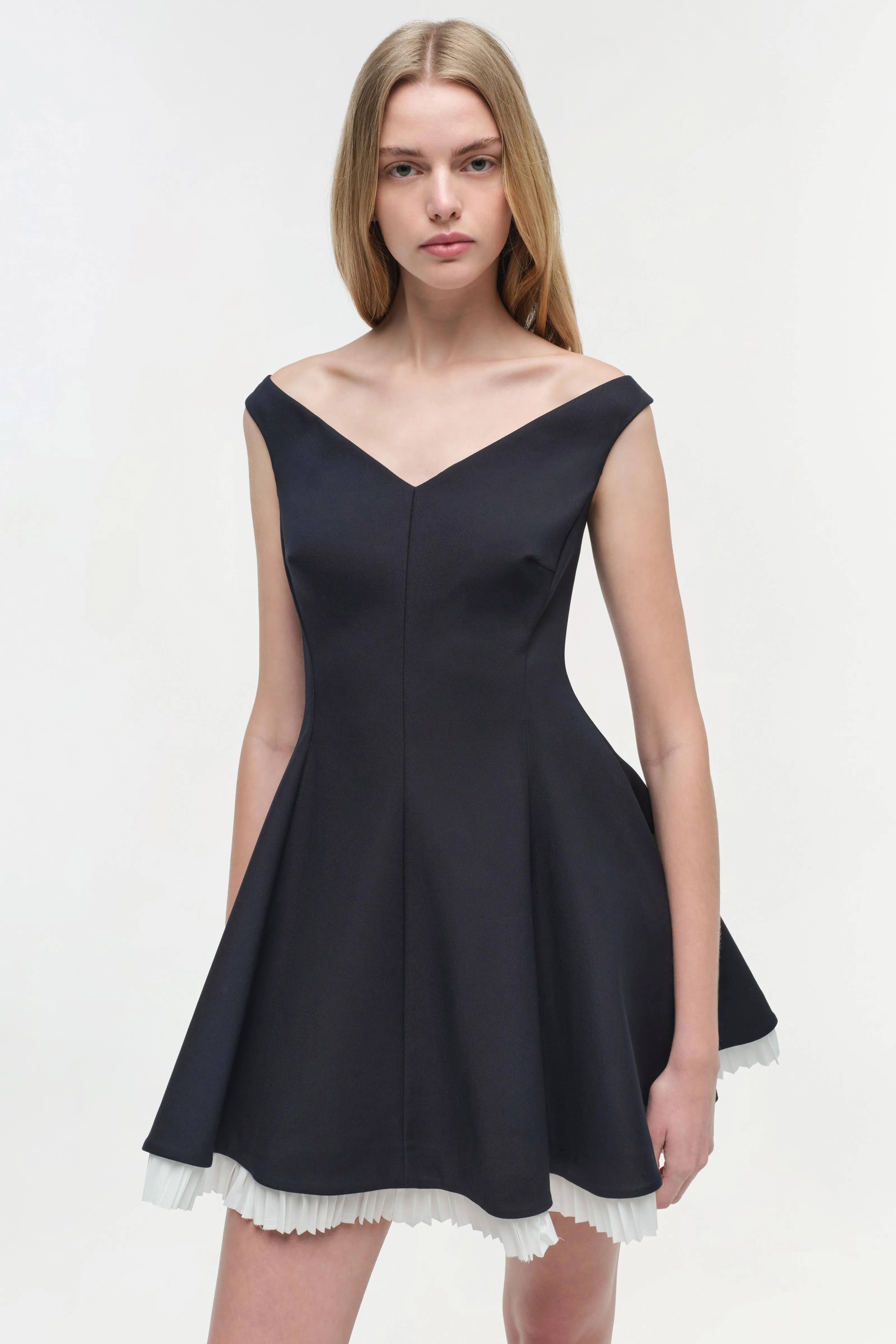 Dorothie Pleated Combo Mini Dress sold by Jonathan Simkhai product image thumbnail 3