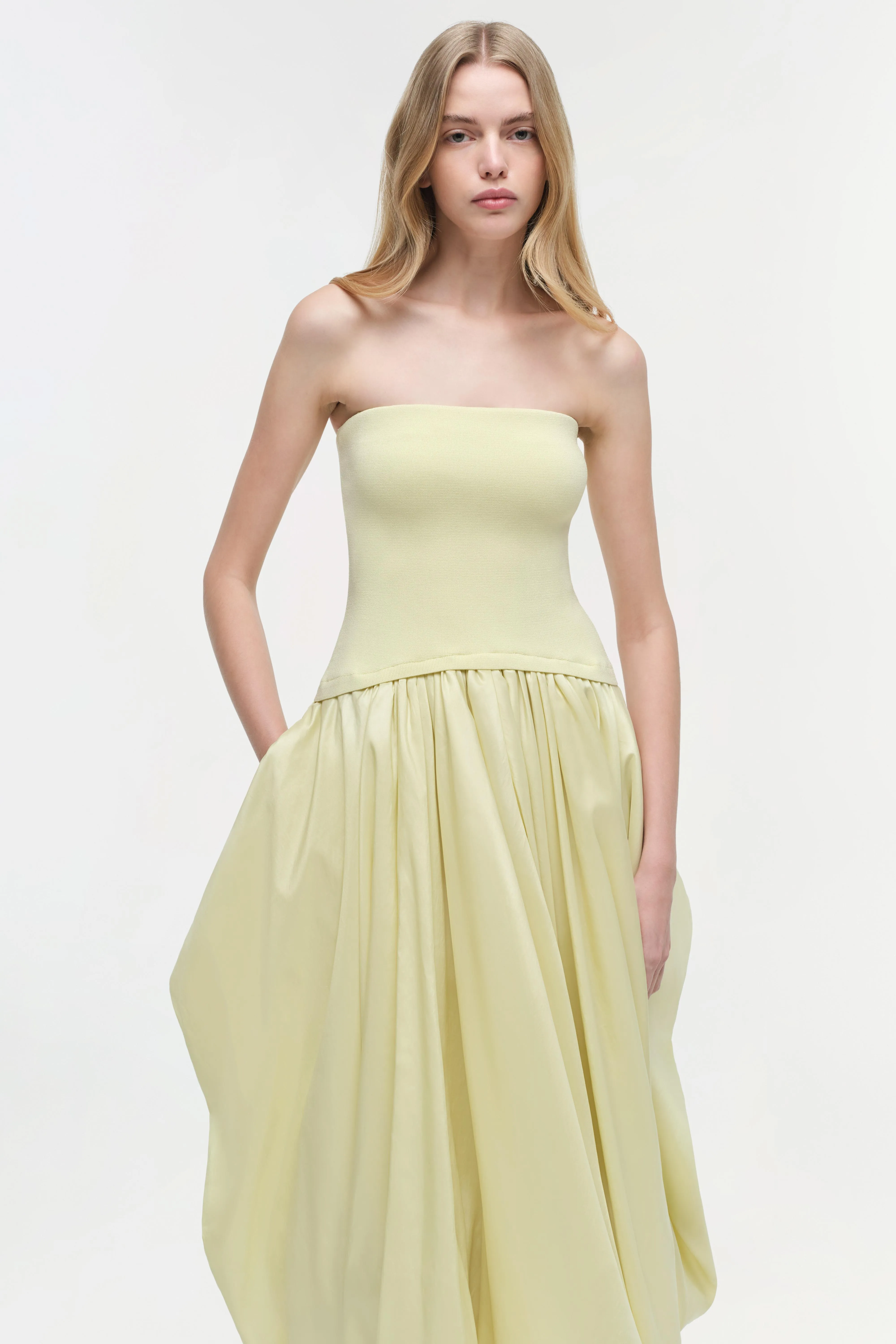 Izzy Strapless Taffeta Midi Dress sold by Jonathan Simkhai product image thumbnail 3
