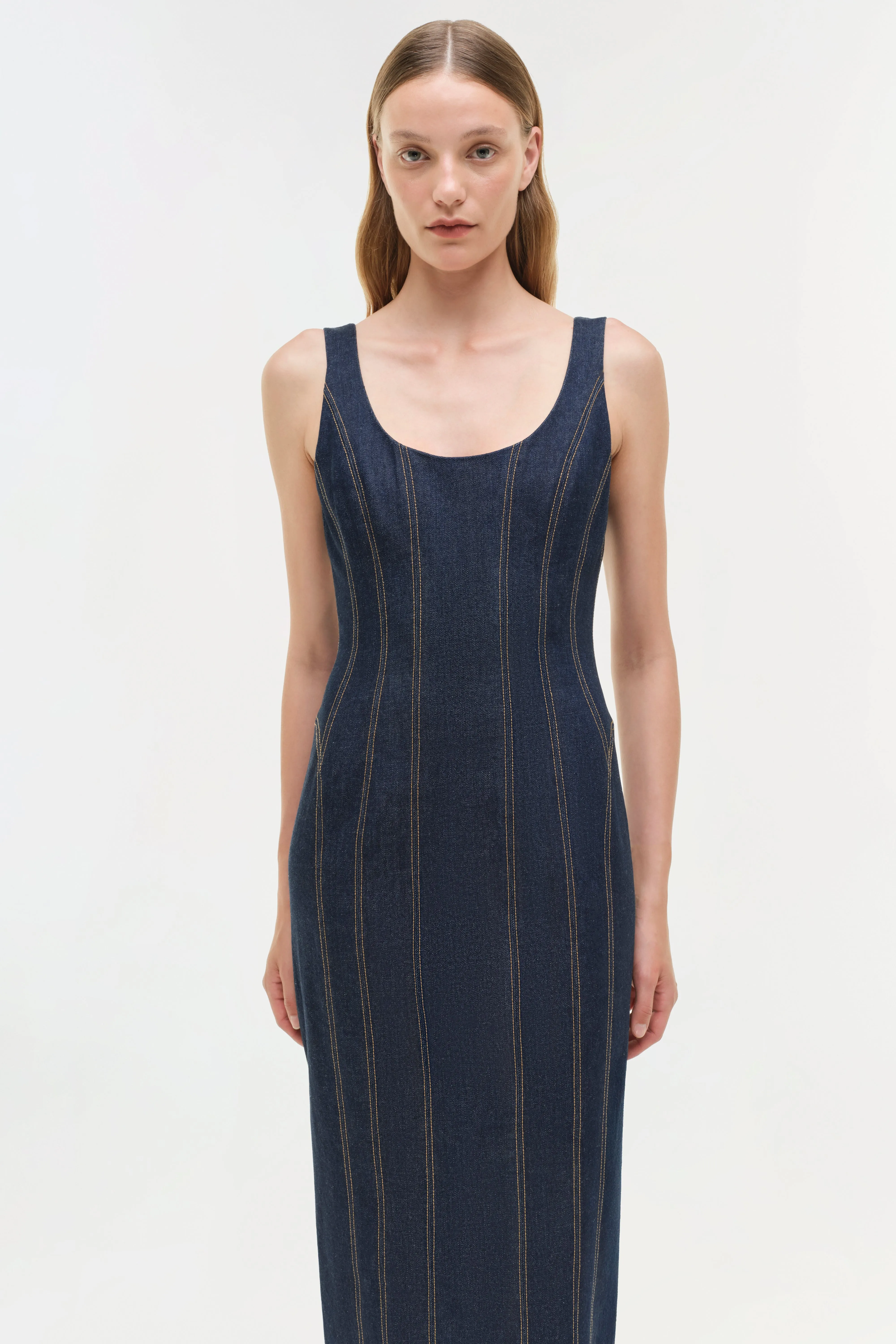 Hallie Denim Midi Dress sold by Jonathan Simkhai product image thumbnail 3