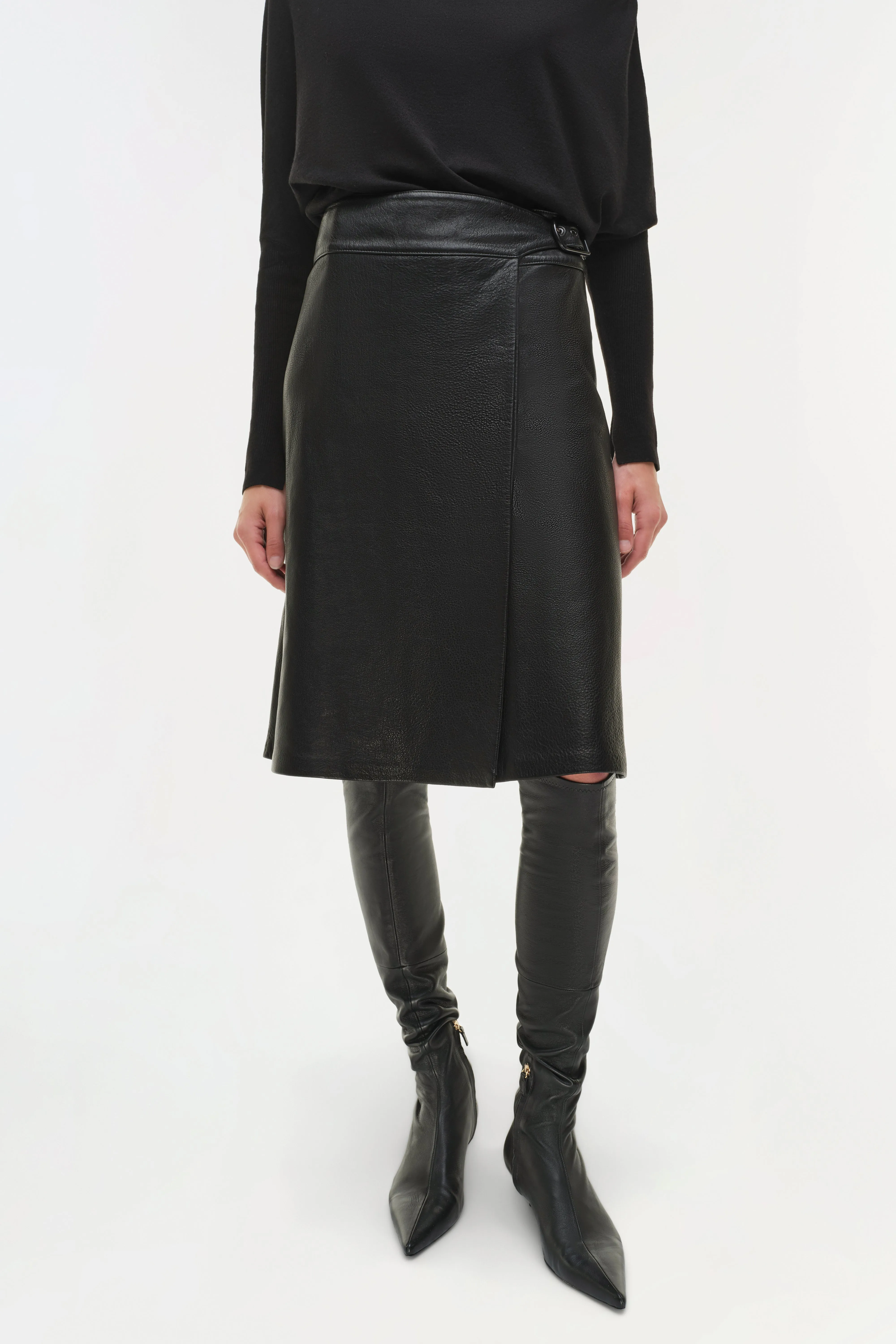 Raddix Leather Midi Skirt sold by Jonathan Simkhai product image thumbnail 4